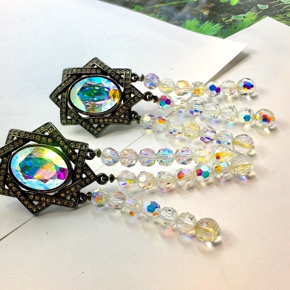 YSL Yves Saint Laurent AB faceted crystal runway clip earrings. Ysl jewelry rare - Picture 6 of 8